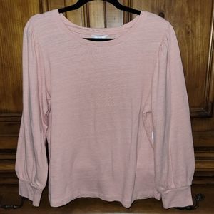 NWT, Time and Tru pink puff sleeve pullover, size large